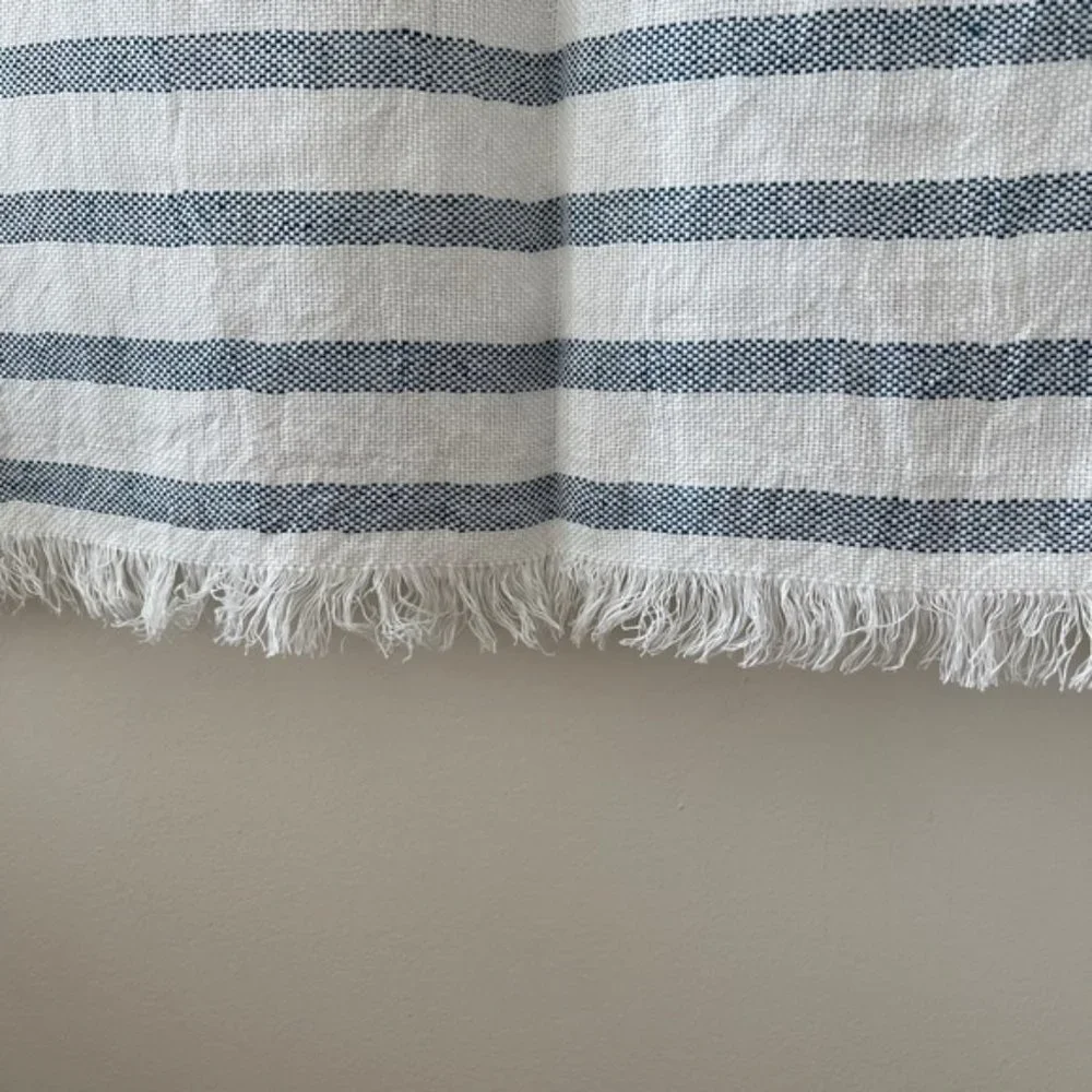 New J. Crew linen cotton stripe coastal beachy nautical wrap scarf shawl